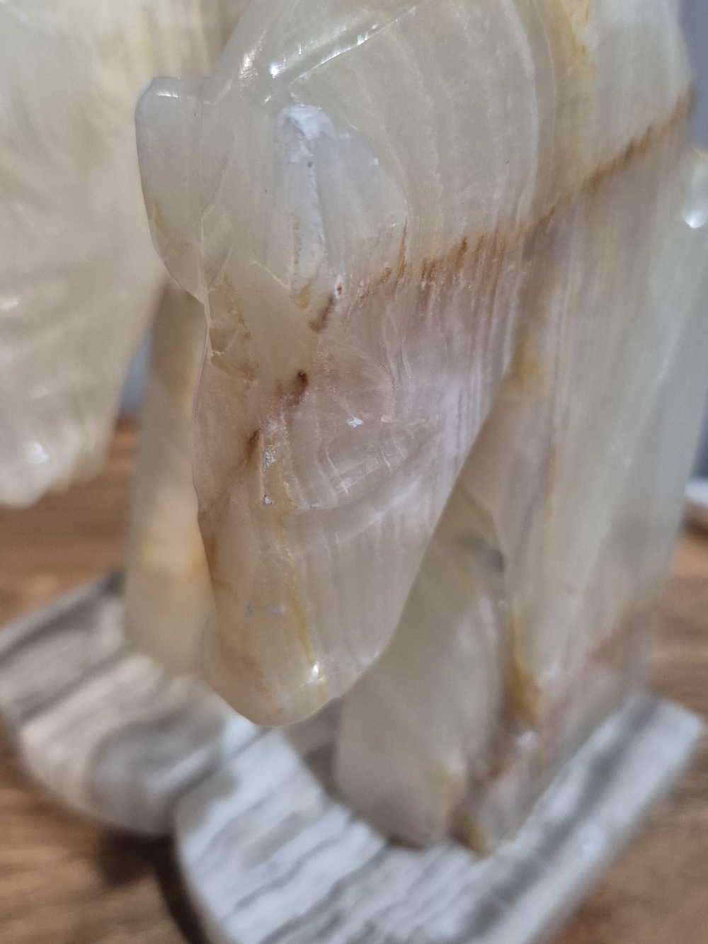 Carved Onyx Horse Head Bookends - Cream & Brown Striations - Picture 9 of 17